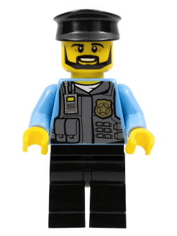 LEGO Police Officer Black Cap and Legs Beard (cty0716) minifigure