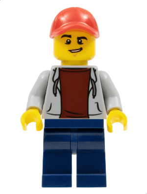 ATV Driver - Male, Open Hoodie, Dark Blue Legs, Red Cap