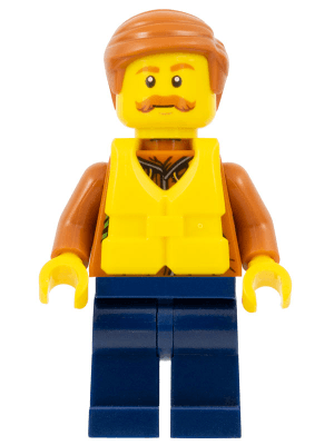 City Jungle Explorer - Dark Orange Jacket with Pouches, Dark Blue Legs, Dark Orange Smooth Hair, Life Jacket Center Buckle, Moustache