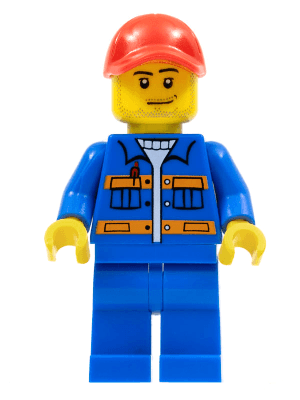 LEGO Blue Jacket with Pockets and Orange Stripes Red Cap with Hole (cty0807) Town / City Minifigure