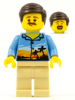 LEGO Hiker Male Parent Palm Tree Shirt Moustache Dark Brown Smooth Hair (cty0909) minifigure