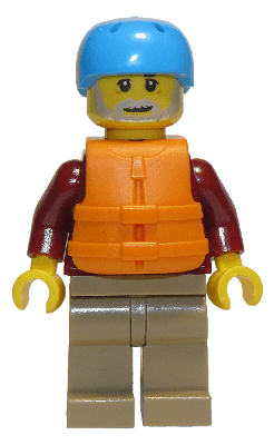 LEGO Man Orange Life Jacket Dark Azure Sports Helmet Beard (Rafter) (cty0913) minifigure