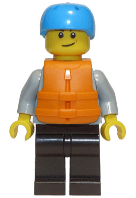 LEGO Rafter Adult Son Dark Azure Sports Helmet Orange 2 Strap Life Jacket (cty0914) Town / City Minifigure