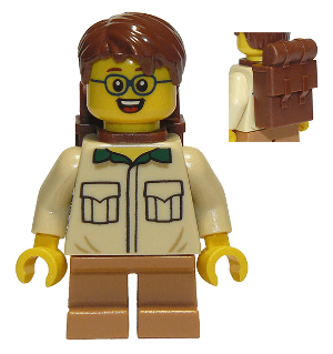LEGO Camper Male Child Tan Shirt Medium Nougat Short Legs Glasses (cty0915) Town / City Minifigure