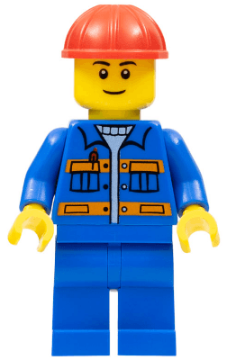 LEGO Blue Jacket with Pockets and Orange Stripes Red Construction Helmet (cty0925) minifigure