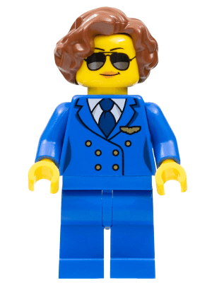 LEGO Pilot Female Blue Airline Uniform (cty0947) Town / City Minifigure