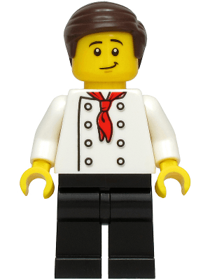 Burger Chef - White Torso with 8 Buttons, No Wrinkles Front or Back, Black Legs, Dark Brown Hair