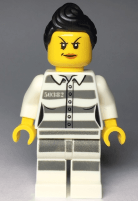 Sky Police - Jail Prisoner 50382 Prison Stripes, Female, Scowl with Dark Orange Lips, Black Ponytail