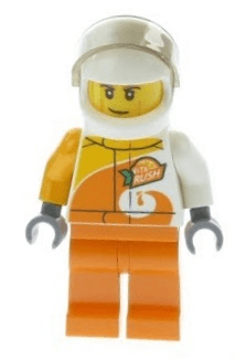 Desert Rally Racer Driver with Orange 'ViTA RUSH' Logo and Dark Tan Eyebrows