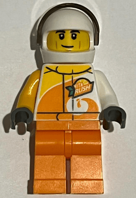 Desert Rally Racer Driver with Orange 'ViTA RUSH' Logo and Black Eyebrows