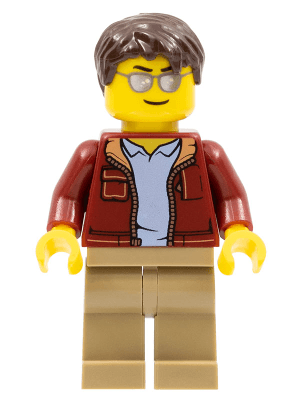 LEGO Man Dark Brown Short Tousled Hair Sunglasses (Truck Driver) (cty0985) Town / City Minifigure