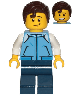 LEGO Teenage Boy Dark Brown Hair Swept Right with Front Curl (cty1021) Town / City Minifigure