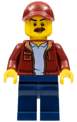 LEGO Man Dark Red Cap with Hole Moustache (Taxi Driver) (cty1043) minifigure