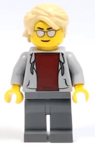 LEGO Sports Car Driver Light Bluish Gray Hoodie with Dark Red Shirt Tan Hair Swept Back Tous (cty1073) Town / City Minifigure