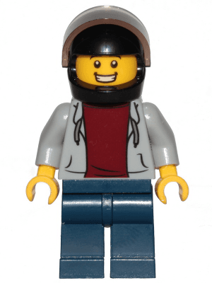 Pizza Delivery Guy - Hooded Sweatshirt, Dark Blue Legs, Black Helmet