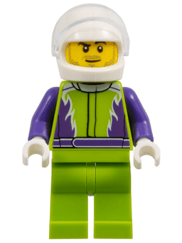 LEGO Monster Truck Driver Lime Legs and Jacket with Purple Flames and Arms (cty1107) minifigure