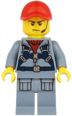 Ocean Submarine Pilot - Male, Harness, Sand Blue Legs with Pockets, Red Cap, Headset