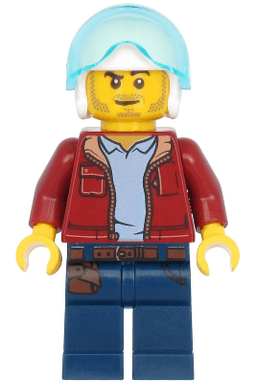 LEGO Man White Flight Helmet Trans-Light Blue Flight Visor Stubble (Helicopter Pilot) (cty1176) minifigure