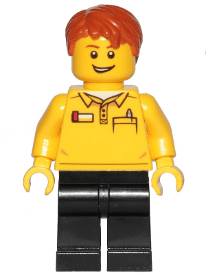 LEGO LEGO Store Employee Dark Orange Tousled Hair Lopsided Grin (cty1239) Town / City Minifigure
