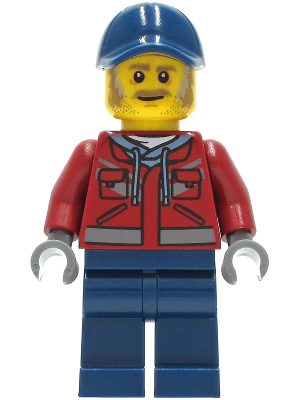 Truck Driver - Male, Dark Red Hooded Sweatshirt, Dark Blue Legs, Dark Blue Cap