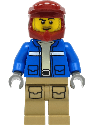 Wildlife Rescue Explorer - Male, Blue Jacket, Dark Red Helmet, Dark Tan Legs with Pockets, Beard