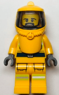 Fire - Reflective Stripes, Bright Light Orange Suit and Hood Hazard with Trans-Brown Face Shield, Beard