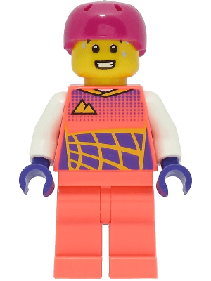 Cyclist - Male, Coral Racing Suit, Magenta Helmet