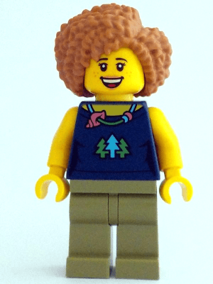 LEGO Female Dark Blue Top with Trees and Necklace Olive Green Legs Medium Nougat Hair (cty1523) Town / City Minifigure