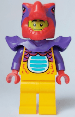 Comic Shop Guy - Male, Bright Light Orange Dragon Suit and Legs, Red Dragon Head, Dark Purple Shoulder Armor