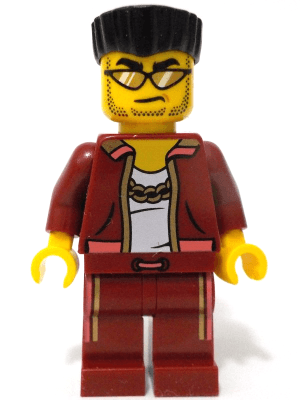 Police - City Bandit Crook Male, Dark Red Jacket and Legs, Black Flat Top Hair