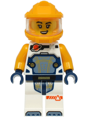 Astronaut - Female, White Spacesuit with Bright Light Orange Arms, Bright Light Orange Helmet, Trans-Clear Visor