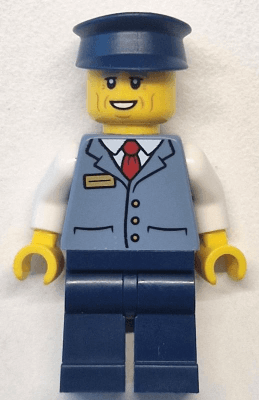 Bus Driver - Male, Sand Blue Vest over White Shirt, Dark Blue Legs and Hat
