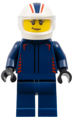 Formula 1 Driver, Red Bull - Female, Dark Blue Racing Suit, White Helmet, Trans-Clear Visor