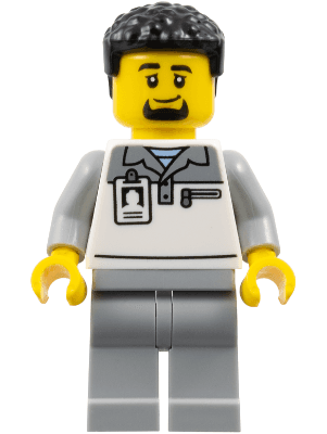Formula 1 Transport Truck Driver - Male, Light Bluish Gray and White Polo Shirt, Light Bluish Gray Legs, Black Hair, Goatee