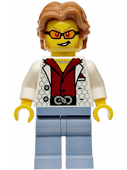 Police - City Bandit Crook Male, White Vest, Medium Nougat Wavy Hair, Sideburns, Orange Glasses