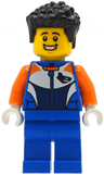 Bike Racer - Male, Racing Suit with Shark Head Logo, Blue Legs, Black Hair Short