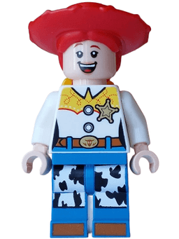 Jessie - Normal Legs, Minifigure Head and Bow, Printed Dark Orange Boot Tips, Sheriff Star Badge