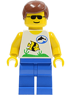 Divers - Boatie, Fish and Dolphin Shirt, Brown Male Hair