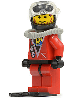 Divers - Red Diver 2, Red Legs with Black Hips, Black Helmet, Brown Bangs, Stubble