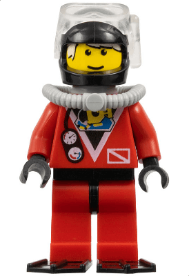 Divers - Red Diver 2, Red Legs with Black Hips, Black Helmet, White Bangs, Black Flippers