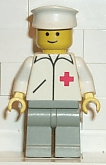 Doctor - Straight Line, Light Gray Legs, White Hat