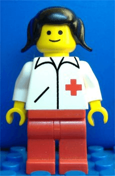 Doctor - Straight Line, Red Legs, Black Pigtails Hair