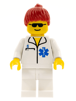 Doctor - EMT Star of Life, White Legs, Red Ponytail Hair