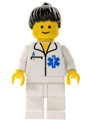 Doctor - EMT Star of Life, White Legs, Black Ponytail Hair