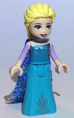 Elsa - Medium Blue Long Narrow Cape with Snowflakes, Lavender Sleeves