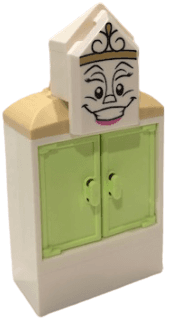 Wardrobe - Yellowish Green Doors, Printed Face on Tile, Modified 2 x 3 Pentagonal, Tan Curved Slopes
