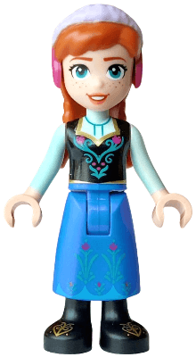 Anna - Blue Skirt, Black Boots and Black Top, Light Aqua Sleeves, Wide Smile, Coral Lips