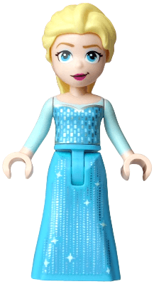Elsa - Medium Azure Dress, Medium Blue Long Narrow Glitter Cape, Smirk Narrow