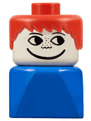 LEGO Duplo 2 x 2 x 2 Figure Brick Early Male on Blue Base Red Hair Freckles (dupfig005) Duplo Minifigure