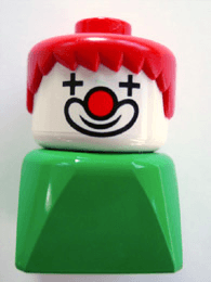 LEGO Duplo 2 x 2 x 2 Figure Brick Early Clown on Green Base Red Hair (dupfig017) Duplo Minifigure
